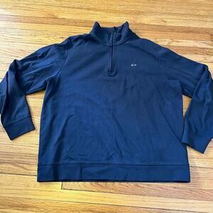 Vineyard Vines Shirt Mens Large Quarter Zip Blue Sweatshirt Ling Sleeve Whale